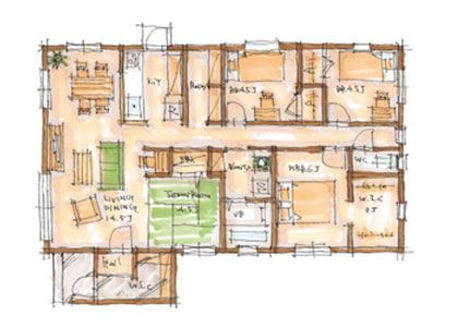 BROOKLYN FLAT 29.95坪プランの間取りイメージ図