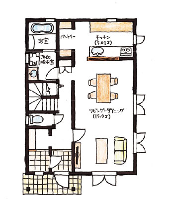 Swedish Style 35坪プランのイメージ図 1F